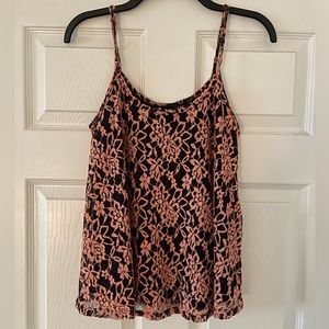 Alloy Apparel Black and Pink Floral Flowy Tank Top